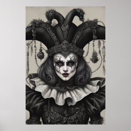 De Joker Clown in zwart-wit Poster