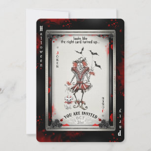 De joker- en kleine witte halloween-kaart kaart