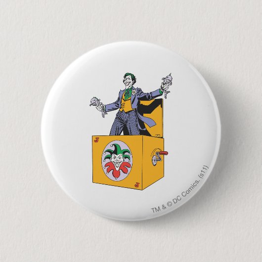 De joker uit de doos ronde button 5,7 cm (Voorkant)