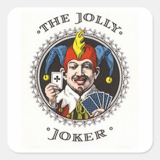 De jolly joker speelkaart grafisch vierkante sticker (Voorkant)