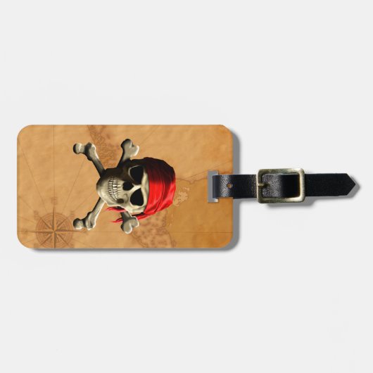 De Jolly Roger Pirate Map Bagagelabel (Voorkant horizontaal)