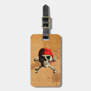 De Jolly Roger Pirate Map Bagagelabel