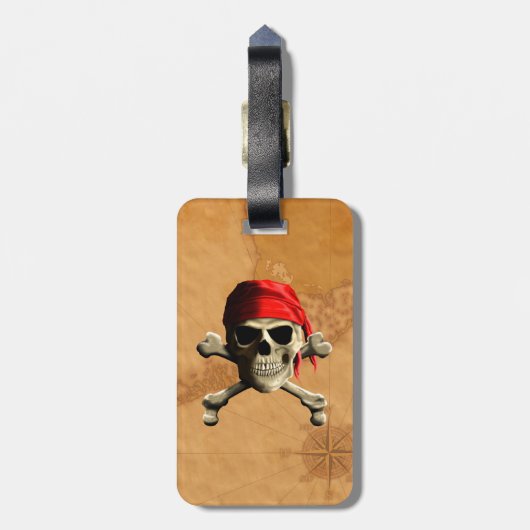 De Jolly Roger Pirate Map Bagagelabel (Achterkant verticaal)