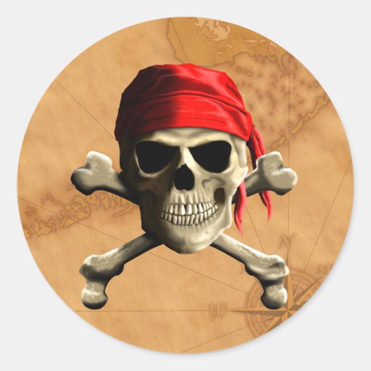 De Jolly Roger Pirate Map Ronde Sticker (Voorkant)