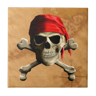 De Jolly Roger Pirate Map Tegeltje