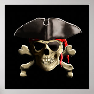 De Jolly Roger Pirate Skull Poster