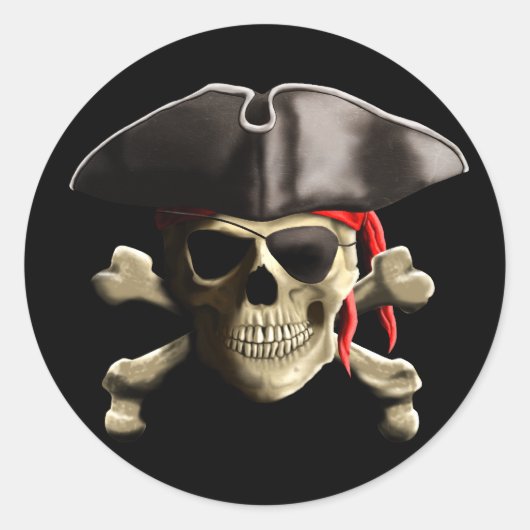 De Jolly Roger Pirate Skull Ronde Sticker (Voorkant)