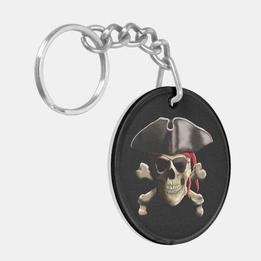 De Jolly Roger Pirate Skull Sleutelhanger (Voorkant Links)