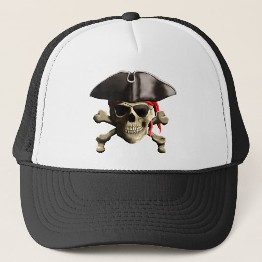 De Jolly Roger Pirate Skull Trucker Pet (Voorkant)