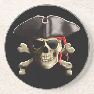 De Jolly Roger Pirate Skull Zandsteen Onderzetter