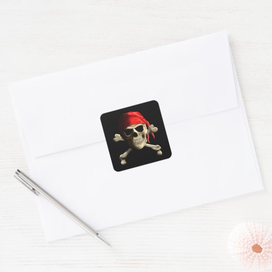 De Jolly Roger Vierkante Sticker (Envelop)