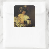 De jonge Bacchus Vierkante Sticker (Tas)