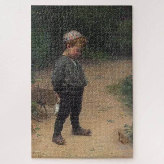 De jonge bioloog met een kikker (door Paul Peel) Legpuzzel (Verticaal)