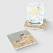 De jonge botanicus (door Paul Peel) Stenen Onderzetter (Zijkant)