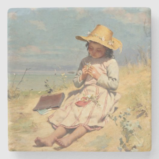 De jonge botanicus (door Paul Peel) Stenen Onderzetter (Voorkant)