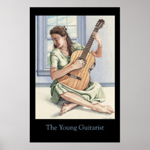 De jonge gitarist zwart poster
