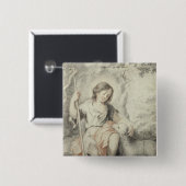 De jonge John met de Lamb in een landschap Vierkante Button 5,1 Cm (Voorkant /achterkant)