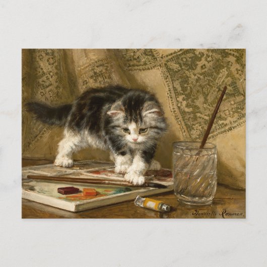 De jonge kunstenaar | Henriëtte Ronner-Knip Briefkaart (Voorkant)