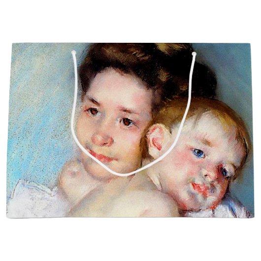 De jonge moeder, Cassatt Large Gift Bag Groot Cadeauzakje (Voorkant)