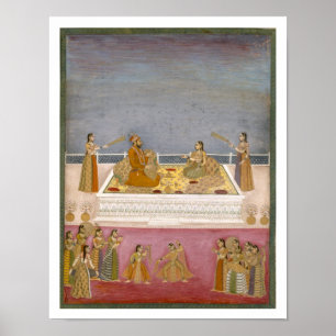 De jonge Mughal Emperor Muhammad Shah in een zee Poster