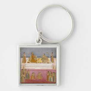 De jonge Mughal Emperor Muhammad Shah in een zee Sleutelhanger