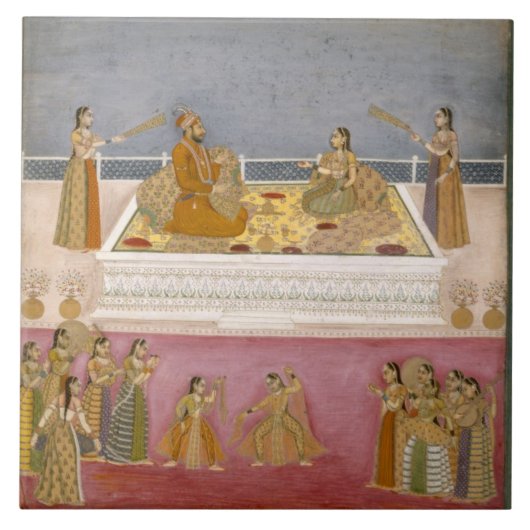 De jonge Mughal Emperor Muhammad Shah in een zee Tegeltje (Voorkant)
