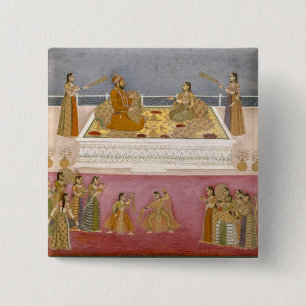 De jonge Mughal Emperor Muhammad Shah in een zee Vierkante Button 5,1 Cm
