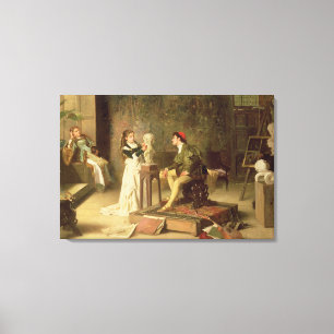 De jonge spaander (olie op doek) canvas afdruk