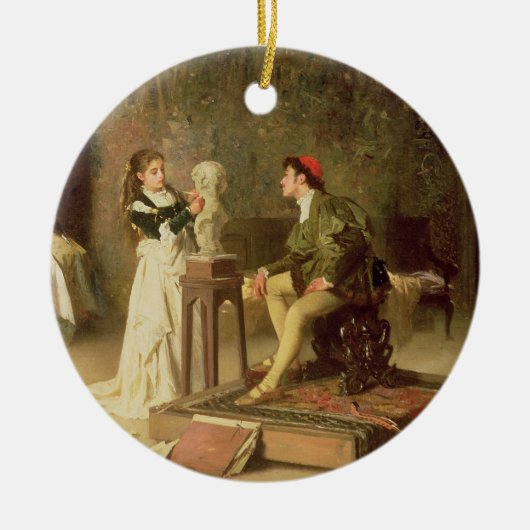 De jonge spaander (olie op doek) keramisch ornament (Voorkant)