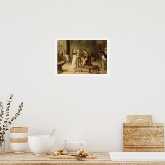 De jonge spaander (olie op doek) poster (Keuken)