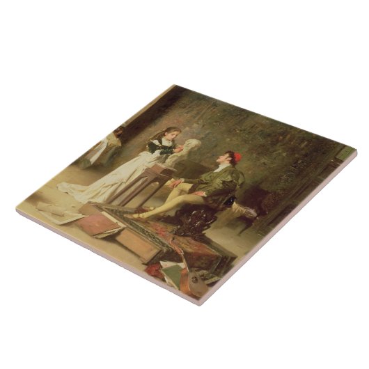 De jonge spaander (olie op doek) tegeltje (Zijkant)