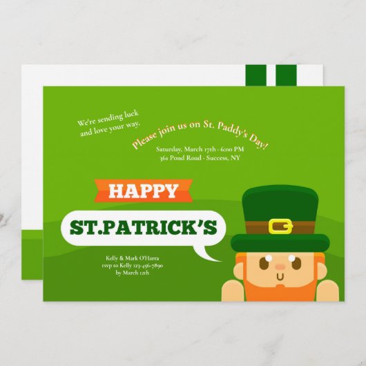 De jonge St. Patrick van de Kabouter Uitnodiging (Voorkant / Achterkant)