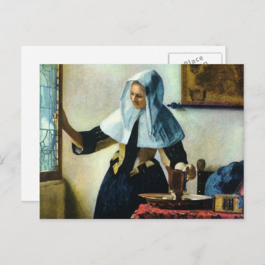 De jonge vrouw van Vermeer met een waterpitcher ca Briefkaart (Voorkant / Achterkant)