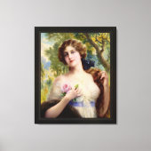 De jongedame met een Roos van Emile Vernon Canvas Afdruk (Voorkant)