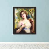 De jongedame met een Roos van Emile Vernon Canvas Afdruk (Insitu (Houten vloer))