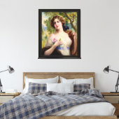 De jongedame met een Roos van Emile Vernon Canvas Afdruk (Insitu (Slaapkamer))