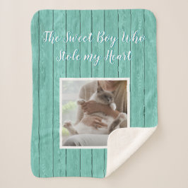 De jongen die mijn foto van het hartzakje heeft ge sherpa deken