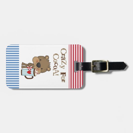 De jongen draagt Gek voor de Vakantie van de Cacao Bagagelabel (Voorkant horizontaal)