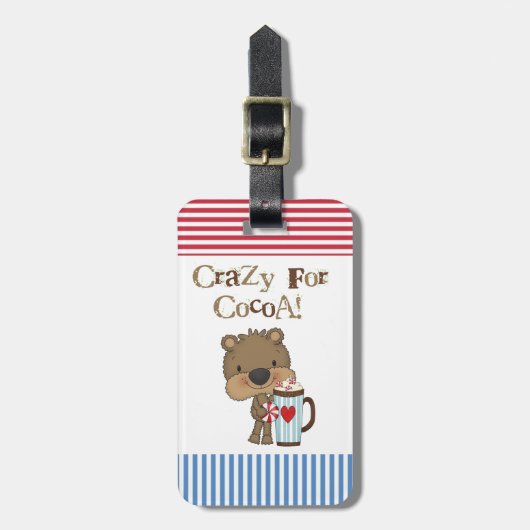 De jongen draagt Gek voor de Vakantie van de Cacao Bagagelabel (Voorkant verticaal)