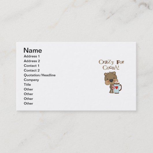 De jongen draagt Gek voor de Vakantie van de Cacao Visitekaartje (Voorkant)