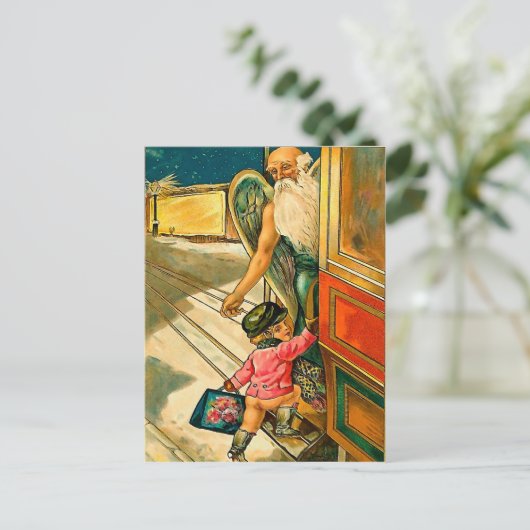 De jongen en de engel -  Briefkaart voor de feestd (Staand voorkant)