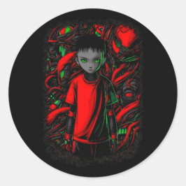 De Jongen en de Machines Ronde Sticker