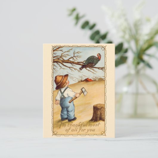 De jongen en het Briefkaart van de Thanksgiving Tu (Staand voorkant)