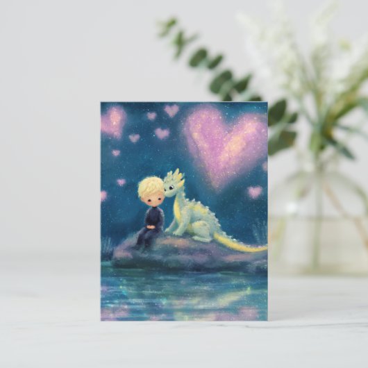 De jongen en zijn draak briefkaart (Staand voorkant)