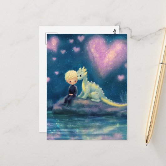 De jongen en zijn draak briefkaart (Voorkant / Achterkant in situ)