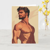 De jongen in beige gay wenskaart kaart (Gele Bloem)