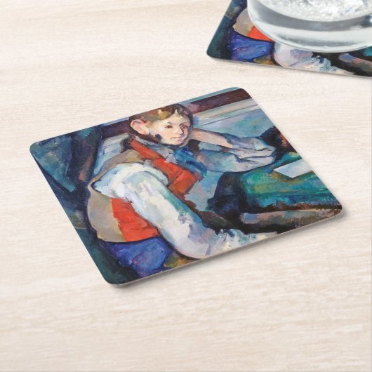 De jongen in de Rode Vest, Cezanne Kartonnen Onderzetters (Schuin)
