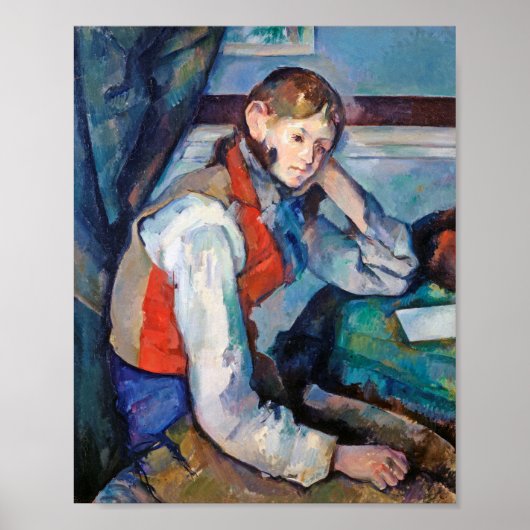 De jongen in de Rode Vest, Cezanne Poster (Voorkant)