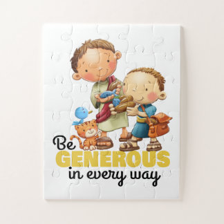 De jongen met 5 loven en 2 vissen op kinder puzzel