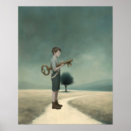 De Jongen & Zijn Sleutel | Surrealistisch Sprookje Poster